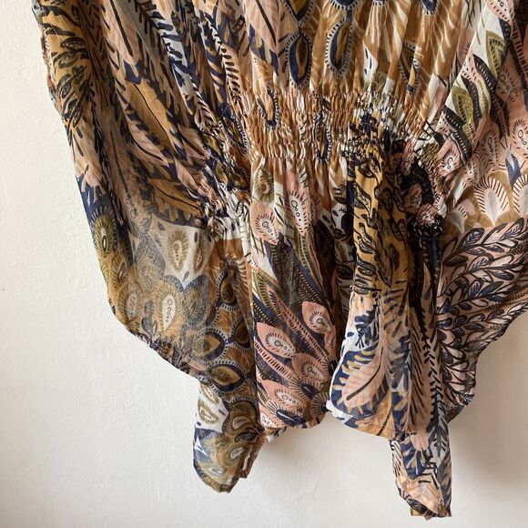 Studio 36 Kaftin Tunic SZ M/L Semi Sheer Beaded Oversized Beach Vacation Travel - Picture 6 of 9